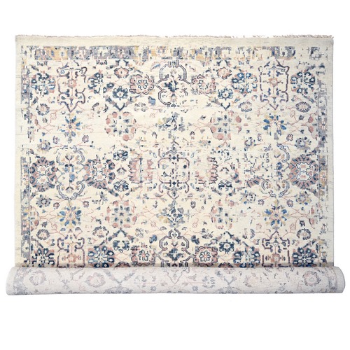 Ivory, Supple Collection, Mahal Design, 100% Wool, Plush and Lush, Transitional Natural Dyes, Hand Knotted, Oriental Rug