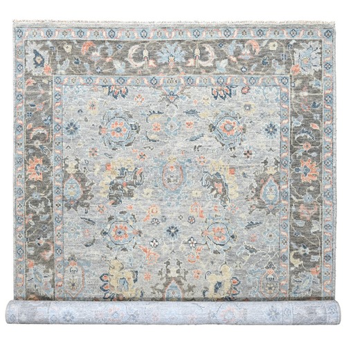 Grey, Supple Collection, 100% Wool, Hand Knotted, Soft Pile Oushak Inspired Design, Oriental Rug