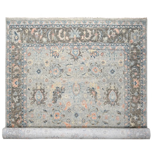 Grey, Supple Collection, Oushak Inspired Design Pure Wool, Hand Knotted, Soft Pile, Oversize Oriental Rug