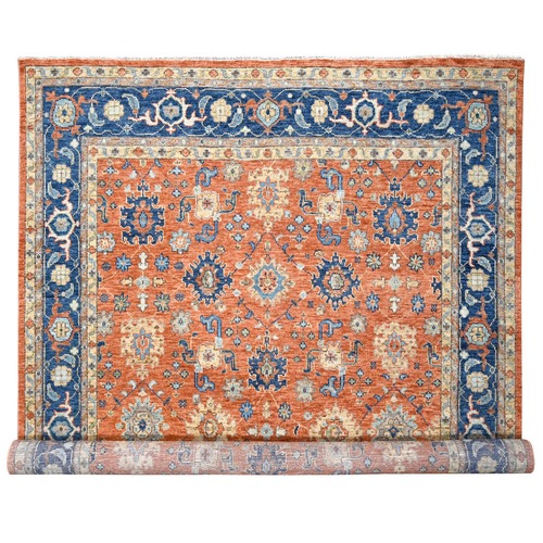 Burnt Orange, Supple Collection, Thick and Plush, Extra Soft Wool, All over Mahal Oushak Design, Hand Knotted, Oversize Oriental Rug
