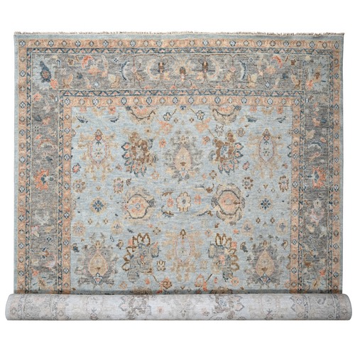 Blue & Grey, Supple Collection, Oushak Design, 100% Wool, Hand Knotted, Soft Pile, Oversize Oriental Rug