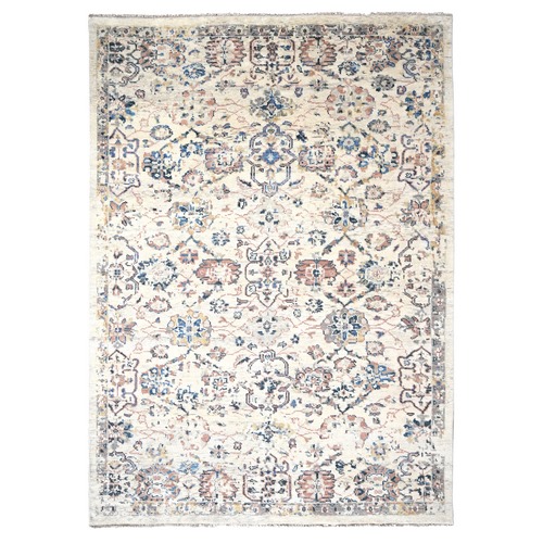 Ivory, Pure Wool, Soft and Vibrant Pile, Natural Dyes, Hand Knotted, Supple Collection, Mahal Design, Oriental Rug