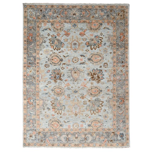 Blue & Grey, Oushak Design, Supple Collection,100% Wool, Hand Knotted, Soft Pile Oriental Rug