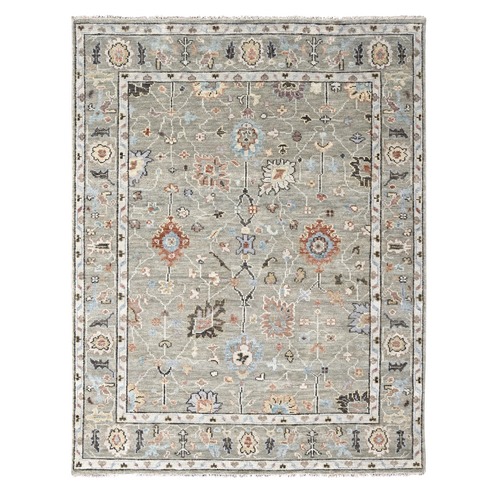 Taupe Green, Transitional Hand Knotted, Oushak Design Supple Collection, Thick and Plush 100% Wool, Oriental Rug
