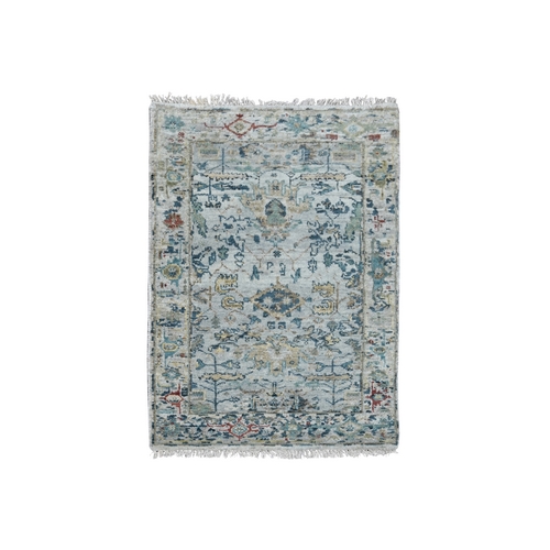 Silver Gray, Broken and Erased Persian Heriz All Over Design with Soft Color Pallet, Dense Weave, Soft Wool, Hand Knotted, Mat Oriental Rug Silver Gray, Broken and Erased Persian Heriz All Over Design with Soft Color Pallet, Dense Weave, Soft Wool, Hand Knotted, Mat Oriental Rug