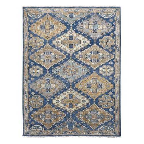 Denim Blue, 100% Wool Hand Knotted, Supple Collection Anatolian Design, Plush and Soft, Oriental Rug