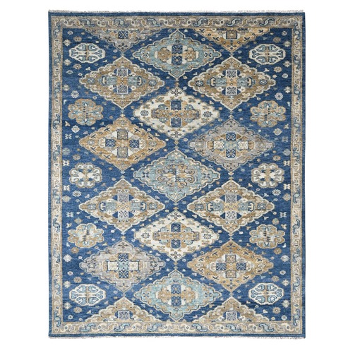 Denim Blue, Hand Knotted Supple Collection, Anatolian Design Plush and Soft, Natural Wool, Oriental Rug