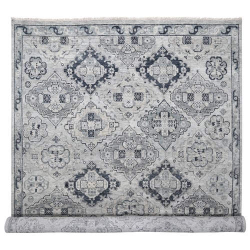 Silver Gray, Anatolian Design, Supple Collection Thick and Plush, Extra Soft Wool Hand Knotted, Oversized Oriental Rug