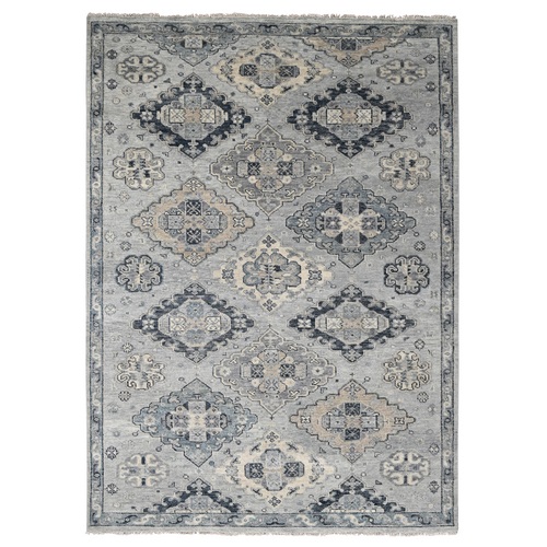 Silver Gray, Hand Knotted Anatolian Design, Supple Collection Thick and Plush, Organic Wool, Oriental Rug
