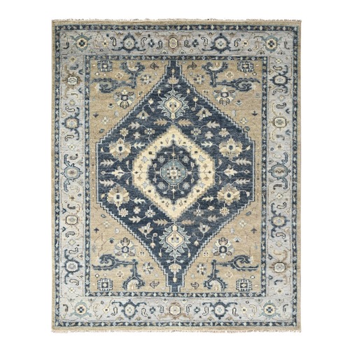 Navy Blue, Bakshaish Design, Supple Collection, Extra Soft Wool, Hand Knotted, Oriental Rug