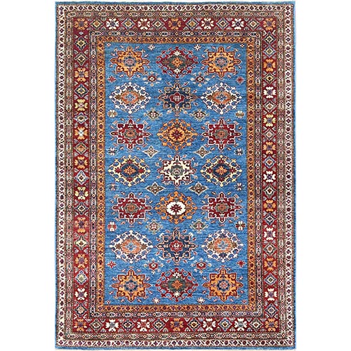 Blue, Afghan Super Kazak with Geometric Medallions Design, Natural Dyes, Dense Weave, Organic Wool, Hand Knotted, Oriental Rug


 

