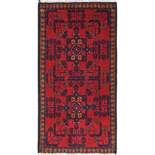 Madder Red, Afghan Andkhoy with Tribal Design, Extra Soft Wool Hand Knotted, Oriental Rug
