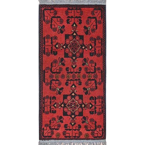 Madder Red, Afghan Andkhoy with Tribal Design, 100% Wool Hand Knotted, Oriental Rug