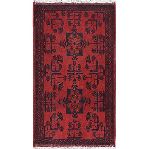 Madder Red, Afghan Andkhoy with Tribal Design, Natural Wool Hand Knotted, Oriental Rug