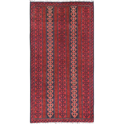 Berry Red, Afghan Andkhoy with Shawl Design, 100% Wool, Hand Knotted Oriental Rug