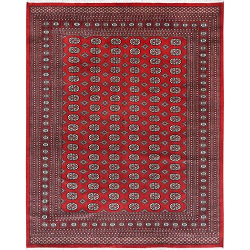 Scarlet Red, Princess Bokara with Tribal Medallion, Natural Dyes, Organic Wool, Hand Knotted Oriental Rug